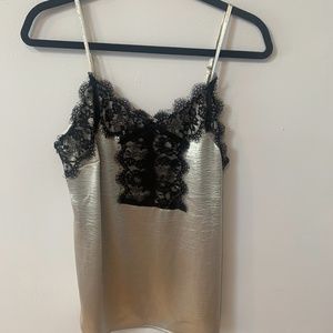NWOT SILKY TOP WITH LACE